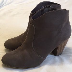 Charcoal colored heeled Ankle boots